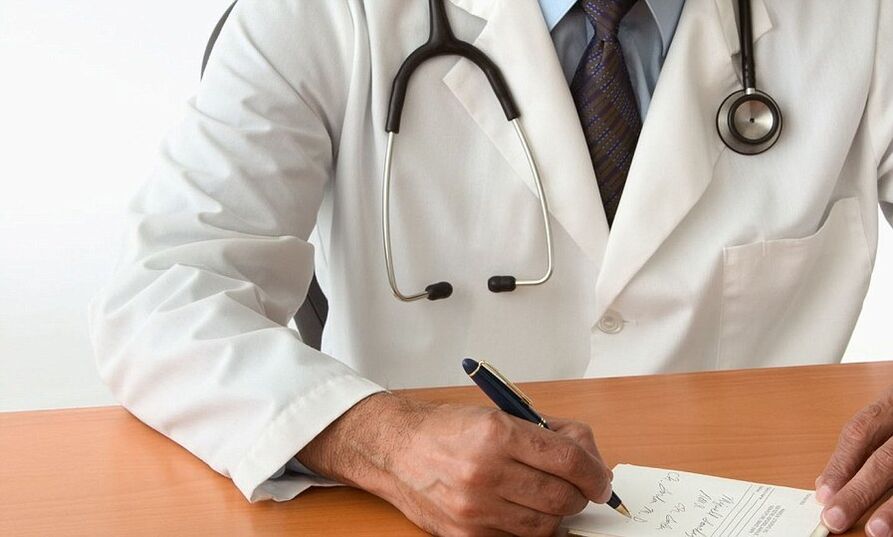 The doctor prescribes treatment with hypertension